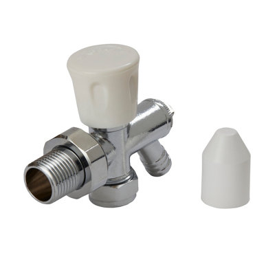 Flomasta Gloss Chrome Effect Angled Manual Radiator Valve & Drain Off (Dia)15Mm, Pack Of 1