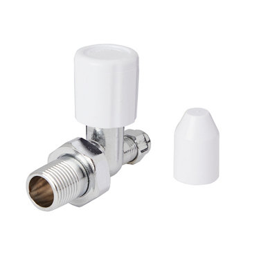 Flomasta Gloss Chrome Effect Straight Manual Radiator Valve (Dia)8Mm, Pack Of 1