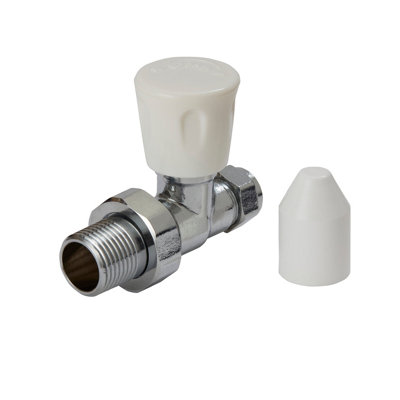 Flomasta Gloss Chrome Effect Straight Manual Radiator Valve (Dia)10Mm, Pack Of 1