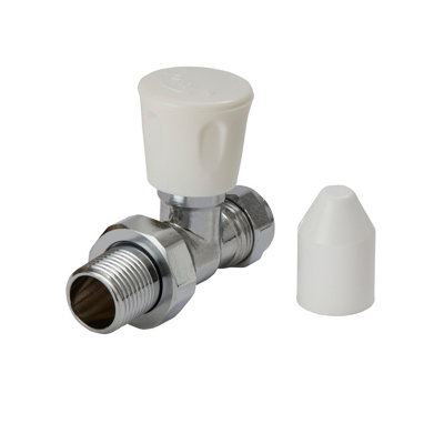 Flomasta Gloss Chrome Effect Straight Manual Radiator Valve (Dia)15Mm, Pack Of 1