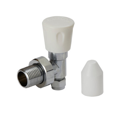 Flomasta Gloss Chrome Effect Angled Manual Radiator Valve (Dia)8Mm, Pack Of 1