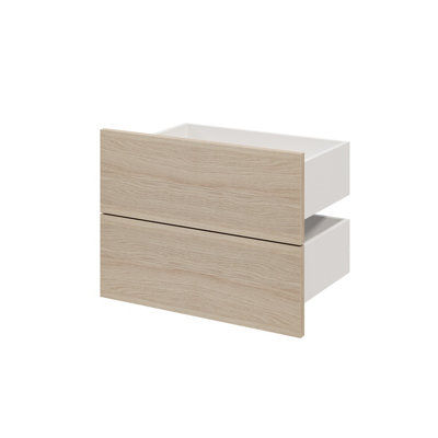 Goodhome Atomia Gloss Oak Effect Slab External Drawer (H)184.5Mm (W)497Mm (D)300Mm, Set Of 2
