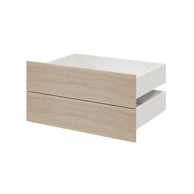 Goodhome Atomia Matt Oak Effect Slab External Drawer (H)184.5Mm (W)747Mm (D)500Mm, Set Of 2