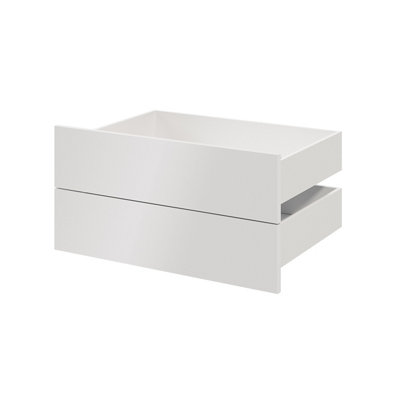 Goodhome Atomia Matt White Slab External Drawer (H)184.5Mm (W)747Mm (D)500Mm, Set Of 2