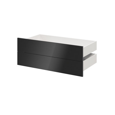 Goodhome Atomia Gloss Anthracite Slab External Drawer (H)184.5Mm (W)997Mm (D)500Mm, Set Of 2