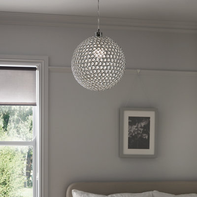 Goodhome Mantus Chrome Effect Pendant Ceiling Light, (Dia)300Mm