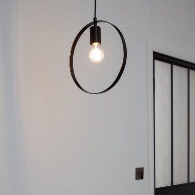 Goodhome Kaitains Matt Black Pendant Ceiling Light, (Dia)280Mm