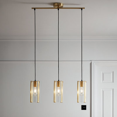 Goodhome Saiphi Gold Effect 3 Lamp Pendant Ceiling Light, (Dia)690Mm - Refurbished