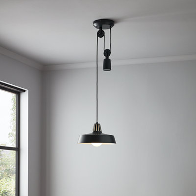 Goodhome Yarra Matt Black Pendant Ceiling Light, (Dia)300Mm