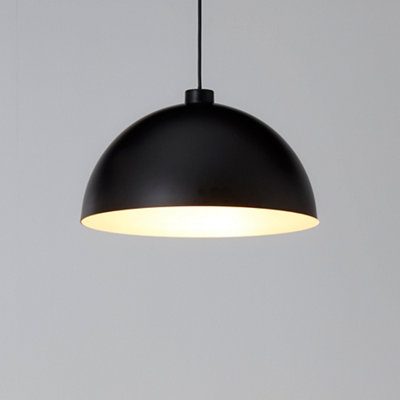 Goodhome Songor Black Gold Effect Dome Semi-Circle Light Shade (D)38Cm