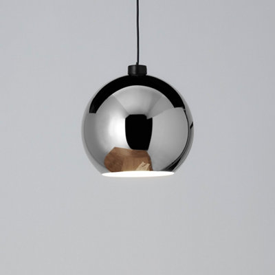 Goodhome Pocyon Chrome Effect Pendant Semi-Circle Light Shade (D)28Cm