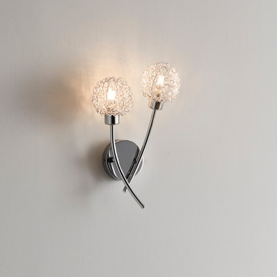 Goodhome Phaidros Chrome Effect Double Wall Light