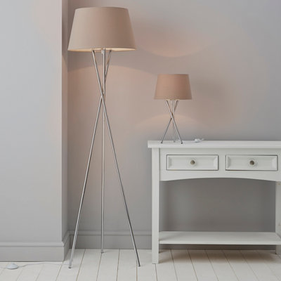 Goodhome Gooban Chrome Effect Floor & Table Lamp