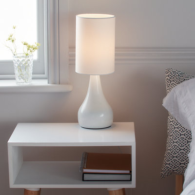 Goodhome Tertrez Classic Teardrop Satin White Table Light
