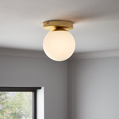 Goodhome Baldaz Satin Brass Effect Pendant Ceiling Light, (Dia)160Mm
