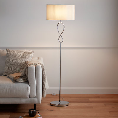 Goodhome Carnavon Light Grey Chrome Effect Floor Light