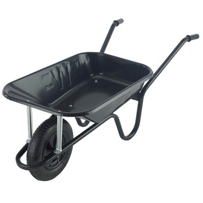 Walsall Endurance Black Steel 85L Heavy Duty Pneumatic Wheelbarrow, 11Kg