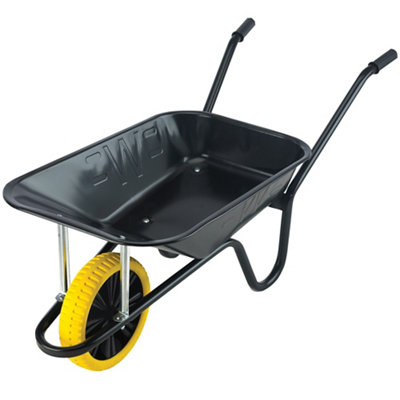Walsall Black Metal 85L Heavy Duty Puncture Resistant Wheel Wheelbarrow, 11Kg