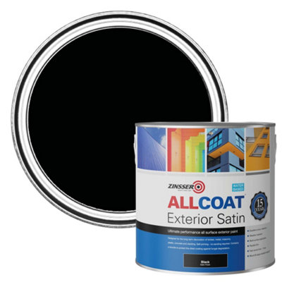 Zinsser Allcoat Black Water Based Exterior Satin Paint 2.5L