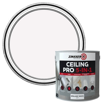 Zinsser White Ceiling Pro Plasterboard Matt Cover-Up Paint, 2.5L