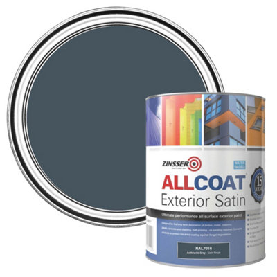 Zinsser Allcoat Anthracite Satinwood Multi-Room Multi-Surface Paint, 1L