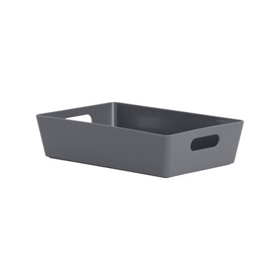 Wham Studio Matt Dark Grey Plastic Nestable Storage Basket (H)6Cm (W)17Cm (D)17Cm