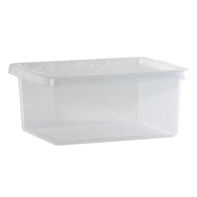 Wham Crystal Clear Rectangular 14L Medium Plastic Stackable Storage Box With Lid