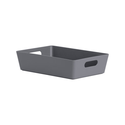 Wham Studio Etch Matt Dark Grey Plastic Nestable Storage Basket (H)6Cm (W)17Cm (D)17Cm