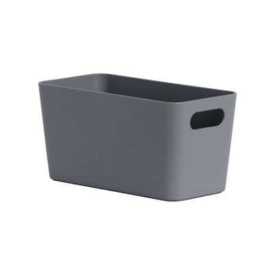 Wham Studio Etch Matt Dark Grey Plastic Nestable Storage Basket (H)10Cm (W)20Cm (D)20Cm