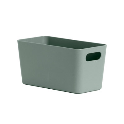 Wham Studio Etch Matt Light Green Plastic Nestable Storage Basket (H)10Cm (W)20Cm (D)20Cm
