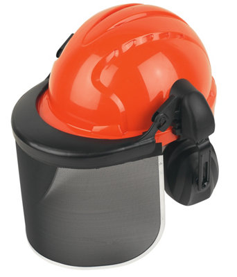 Jsp Orange & Black Forestry Helmet With Ear Defenders & Visor