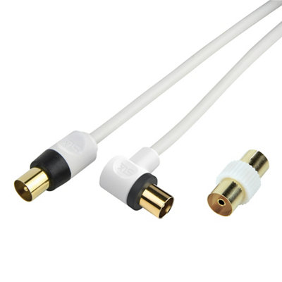 Slx Angled White Gold-Plated Coaxial Cable, 1.5M