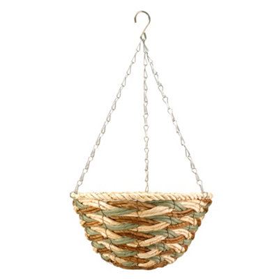 Smart Garden Trinity Weaved Brown & Green Semi-Circle Plastic Hanging Basket, 30Cm