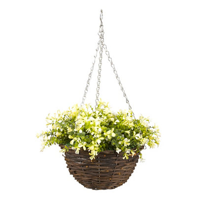Smart Garden Petunia Artificial Green Round Plastic Hanging Basket, 25Cm