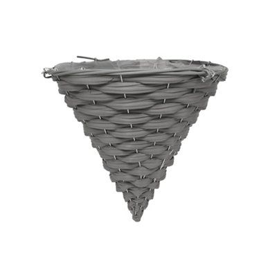 Smart Garden Faux Rattan Grey Cone Plastic Hanging Basket, 35Cm