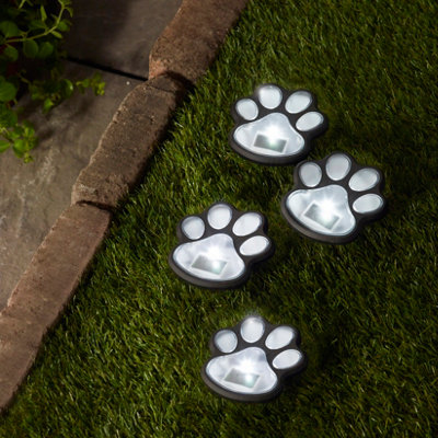 Smart Solar Clear Paw Print Solar-Powered 1Lm Integrated Led Outdoor Stake Light, Pack Of 4
