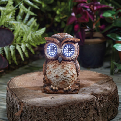 Smart Solar Blinkin Brown Hand Painted Effect Owl Solar-Powered Led Outdoor Decorative Light
