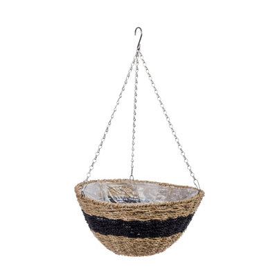 Smart Garden Kent Faux Rattan Weaved Brown Semi-Circle Plastic Hanging Basket, 35Cm