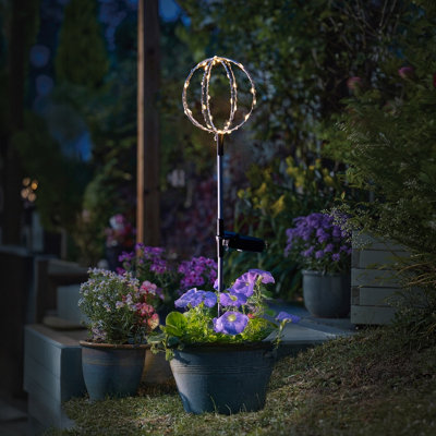 Smart Solar White Twinkle Orb Solar-Powered 1Lm Integrated Led Outdoor Stake Light