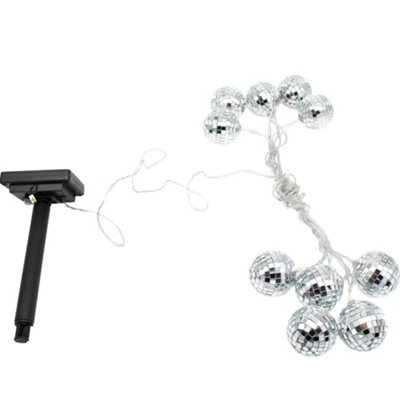 Smart Solar Disco Ball Solar-Powered White 10 Led Outdoor String Lights
