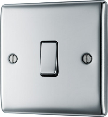 Bg 16A Single 2 Way Raised Slim Screwed Intermediate Switch Gloss Chrome Effect