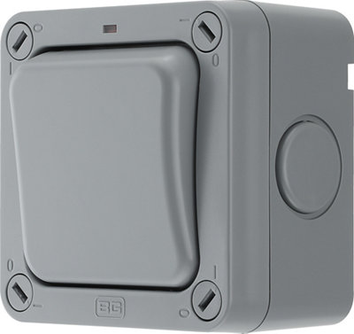 Bg 20A Grey 1 Gang Outdoor Weatherproof Switch With Led Indicator