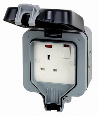 Bg 13A Grey 1 Gang Outdoor Weatherproof Switched Socket