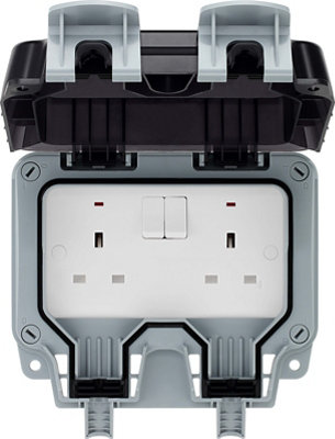 Bg 13A Grey 2 Gang Outdoor Weatherproof Switched Socket