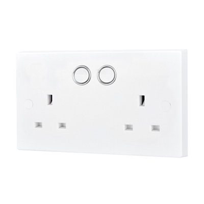 Bg White 13A 2 Gang Socket