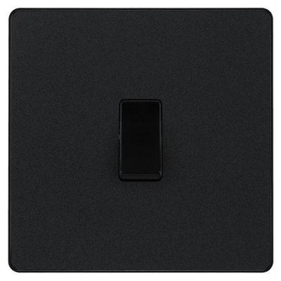British General 20A 2 Way 1 Gang Single Light Screwless Switch Matt Black