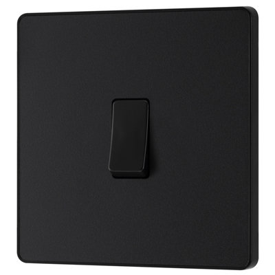 British General 20A Single 3 Way Raised Slim Screwless Intermediate Switch Matt Black