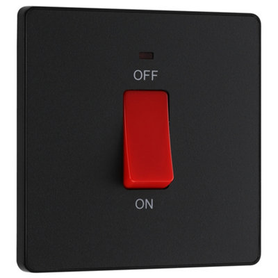 Bg 45A 2 Way 1 Gang Cooker Switch Screwless Matt Black