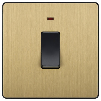 Bg 20A 2 Way 1 Gang Appliance Switch Screwless Satin Brass Effect