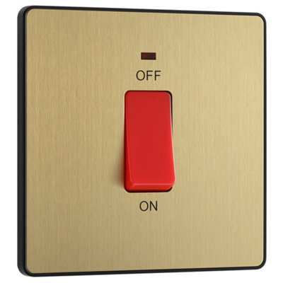 Bg 45A 2 Way 1 Gang Cooker Switch Screwless Satin Brass Effect